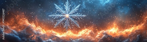Wallpaper Mural A captivating blend of snowflake and cosmic colors, showcasing the harmony between winter and the universe's brilliance. Torontodigital.ca