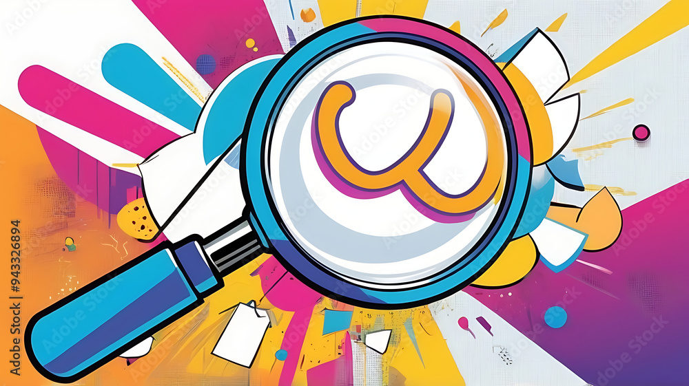 Fototapeta premium an icon of a magnifying glass with a hashtag, symbolizing social media searches and trending topics, on a white background.