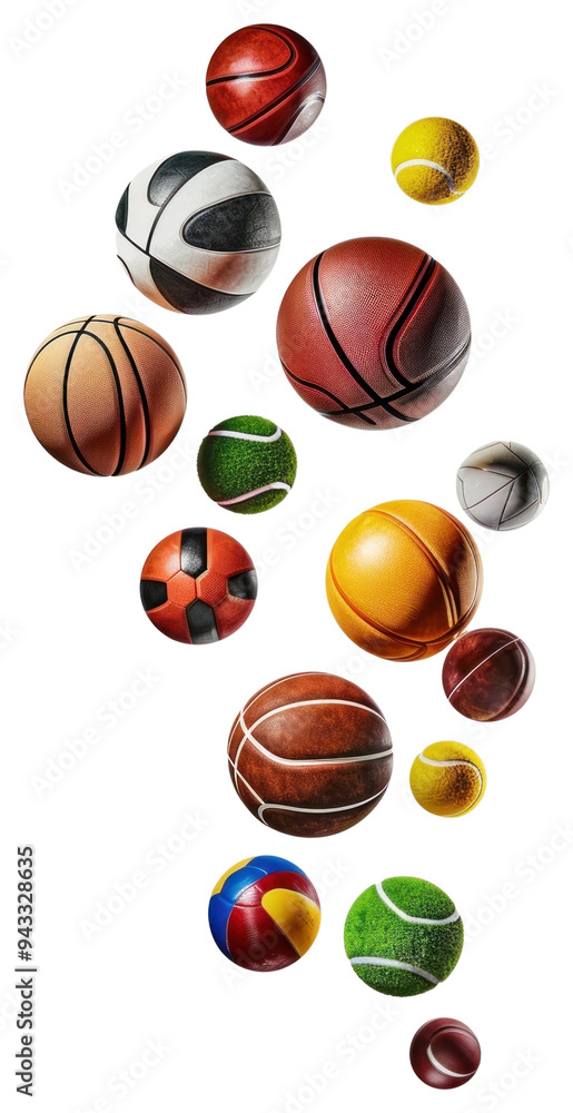 PNG Dissected floating sport balls basketball football sports. PNG Dissected floating sport balls basketball football sports.