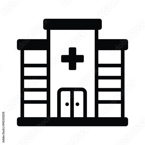 Hospital building icon, medical center, healthcare services and medical treatment facilities