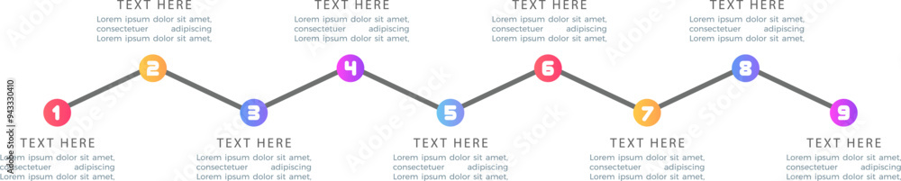 Zig zag road map timeline vector design Zig zag road map timeline vector design