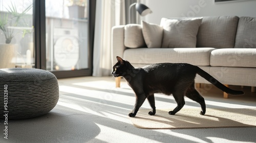 The black cat in living room photo