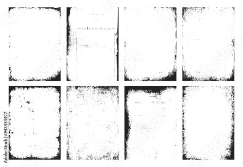 Old worn vintage paper texture set. Grunge overlay retro backgrounds for poster, album, cover design	