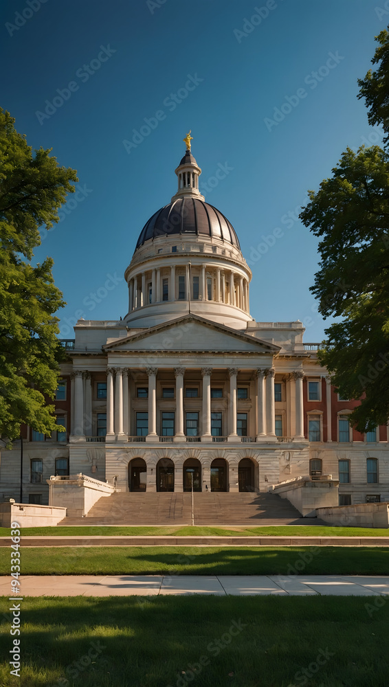 Obraz premium The Capitol building in Washington, D.C., featuring its grand dome and steps, symbolizing American democracy and governance. 