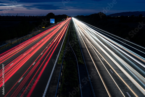 Long exposure of light trails on the M5 J9 looking Northbound.