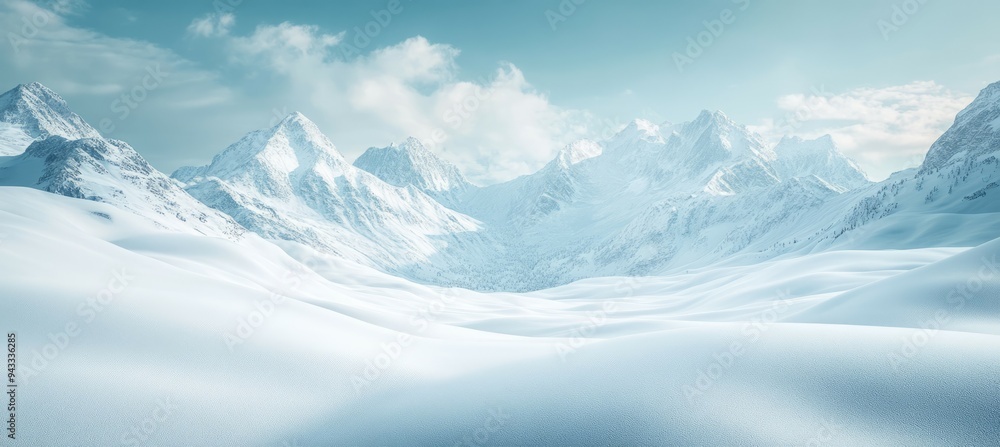 Obraz premium Snow mountain nature landscape. Generative AI technology. 