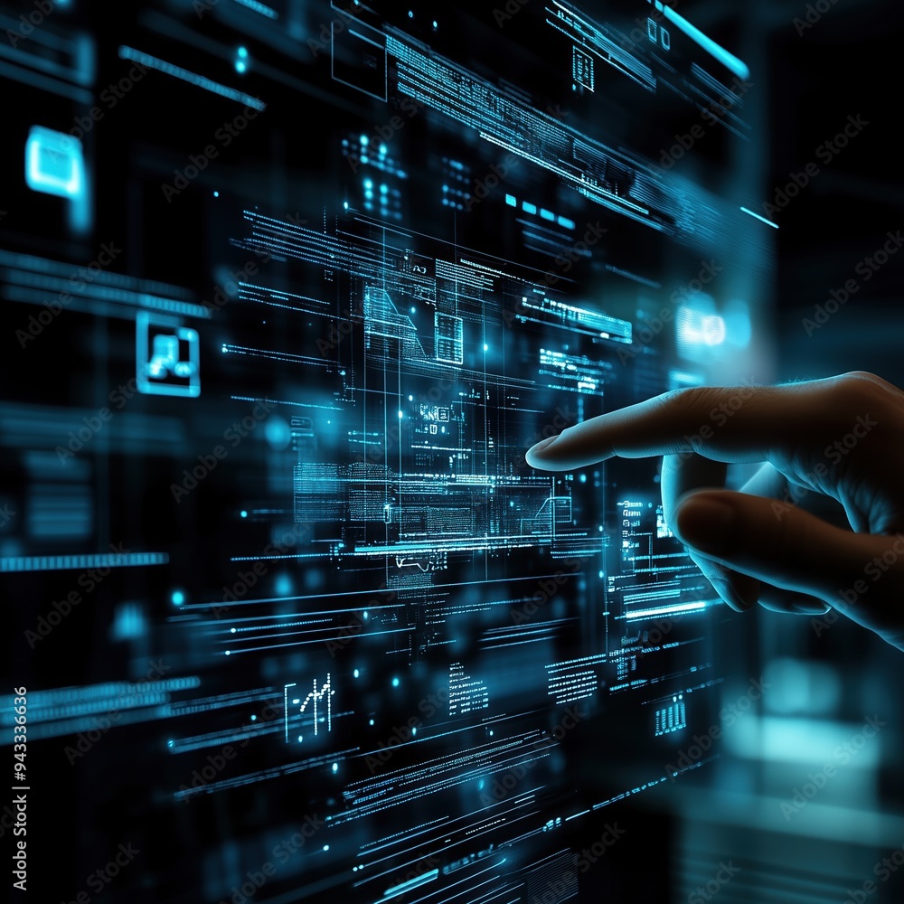 IT information technology concept on touchscreen, computer systems IT information technology concept on touchscreen, computer systems