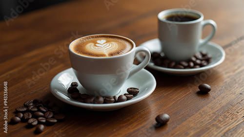 Elegant Coffee Beans and Cup Backgrounds for Stunning Designs | Rustic Coffee Beans and Cup Stock Images for Creative Projects | Premium Coffee Beans and Cup Backgrounds for Eye-Catching Visuals