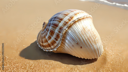 Realistic illustration of a shells on the beach sand