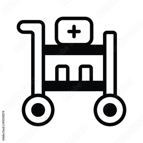 Icon depicting a medical cart with supplies, commonly used in healthcare