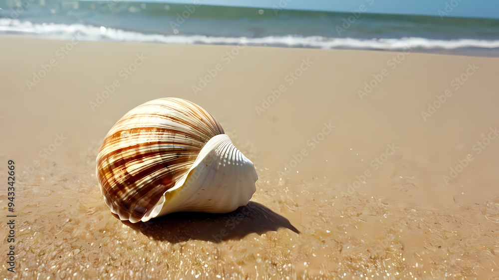 Realistic illustration of a shells on the beach sand Realistic illustration of a shells on the beach sand