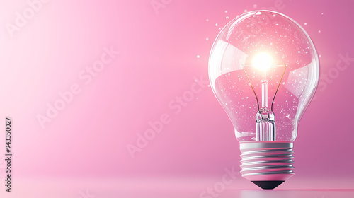 Sunrise Light Bulb: 3D Illustration of New Ideas and Growth in Soft Pastel Hues
