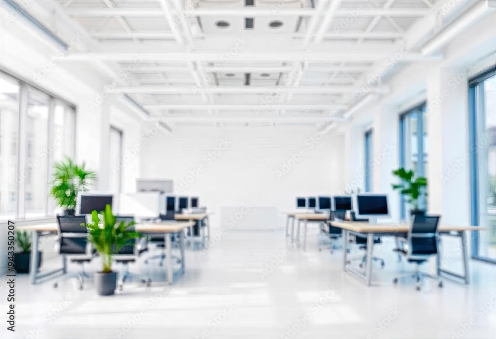 Blur focus of White open space office interior can be used as background, ai Blur focus of White open space office interior can be used as background, ai