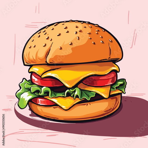 vector, digital illustration of burger, vector, digital illustration