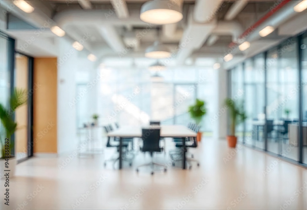 Blur focus of White open space office interior can be used as background, ai Blur focus of White open space office interior can be used as background, ai