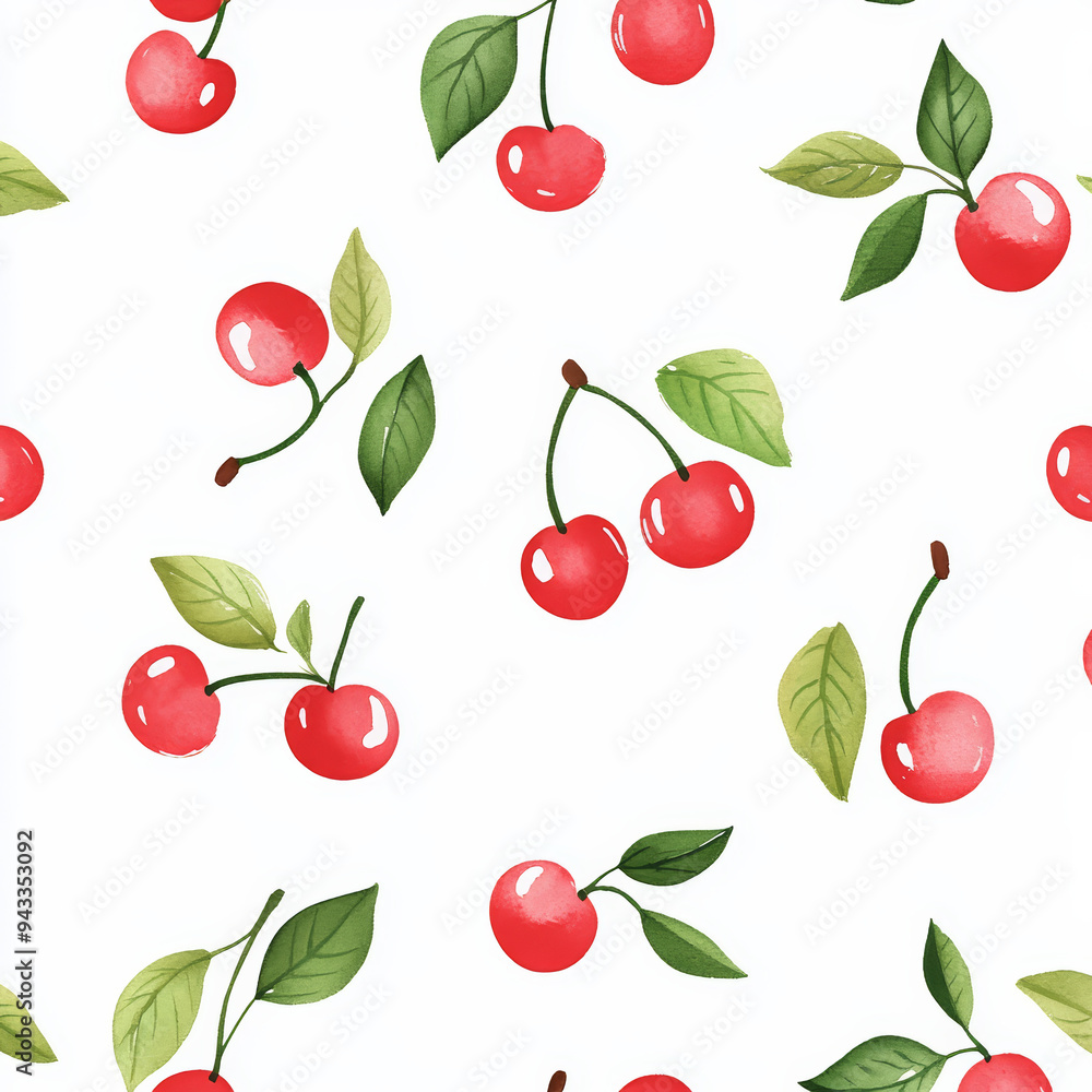 Seamless, Cherry pattern, Hand-drawn cherries, Minimalist design, Green leaves, Realistic colors, Simple drawing, White background, Negative space, Decorative design, Vector pattern, Nature inspired, Seamless, Cherry pattern, Hand-drawn cherries, Minimalist design, Green leaves, Realistic colors, Simple drawing, White background, Negative space, Decorative design, Vector pattern, Nature inspired,