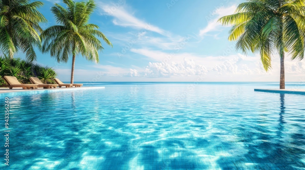 Fototapeta premium Empty swimming pool in tropical resort in summer