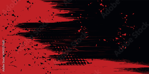 Abstract grunge red paint spill background. Blood spill on black background