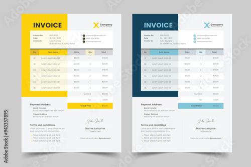 A Modern Minimal Invoice Layout and Business invoice template vector