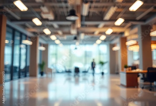 Wallpaper Mural Beautiful blurred background of a light modern office interior with panoramic windows and beautiful lighting, ai Torontodigital.ca