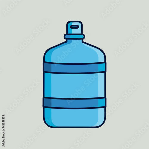 gallon water bottle line icon. Large clear blue plastic bottled mineral water container symbol. Vector illustration.