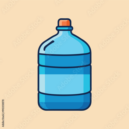 gallon water bottle line icon. Large clear blue plastic bottled mineral water container symbol. Vector illustration.