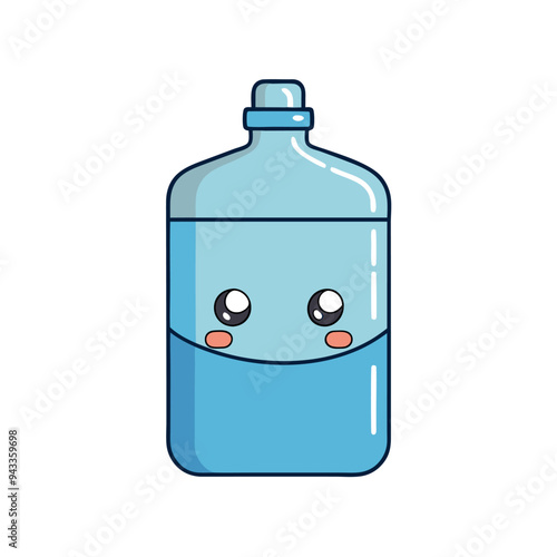 gallon water bottle line icon. Large clear blue plastic bottled mineral water container symbol. Vector illustration.
