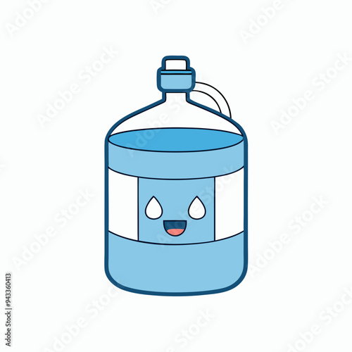 gallon water bottle line icon. Large clear blue plastic bottled mineral water container symbol. Vector illustration.