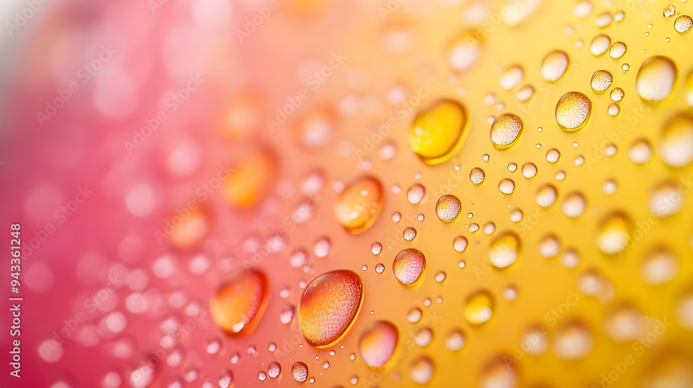 Abstract Water Drops on Vibrant Yellow & Pink Background Abstract Water Drops on Vibrant Yellow & Pink Background