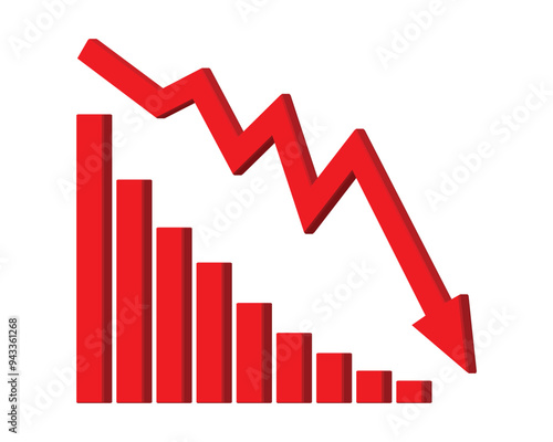 Free Download Red 3d arrow going down stock icon on white background. Bankruptcy, financial market crash icon for your web site design, logo, app, UI. graph chart downtrend symbol.chart going down sign. - GFXLoad