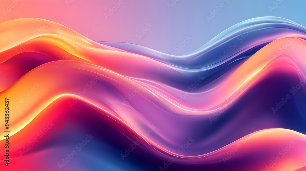 Fototapeta premium Abstract Wavy Background - Pink, Blue, Orange, Purple