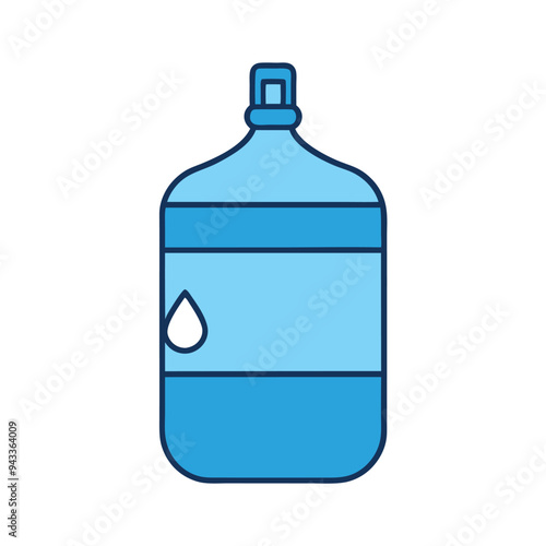 gallon water bottle line icon. Large clear blue plastic bottled mineral water container symbol. Vector illustration.