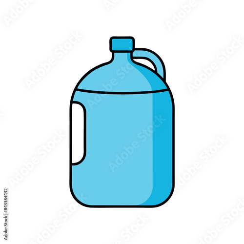 gallon water bottle line icon. Large clear blue plastic bottled mineral water container symbol. Vector illustration.