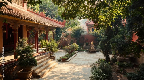 Tranquil Courtyard of a Chinese Temple