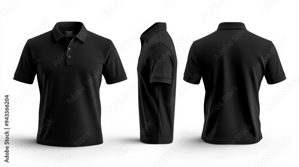 Black Polo Shirt Displayed from Multiple Angles Generative AI
