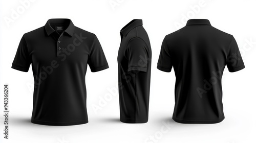 Obraz na płótnie Black Polo Shirt Displayed from Multiple Angles Generative AI w salonie