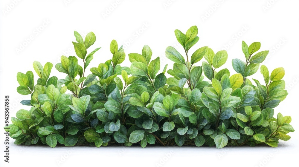 Green Leafy Hedge Isolated on White Generative AI Green Leafy Hedge Isolated on White Generative AI