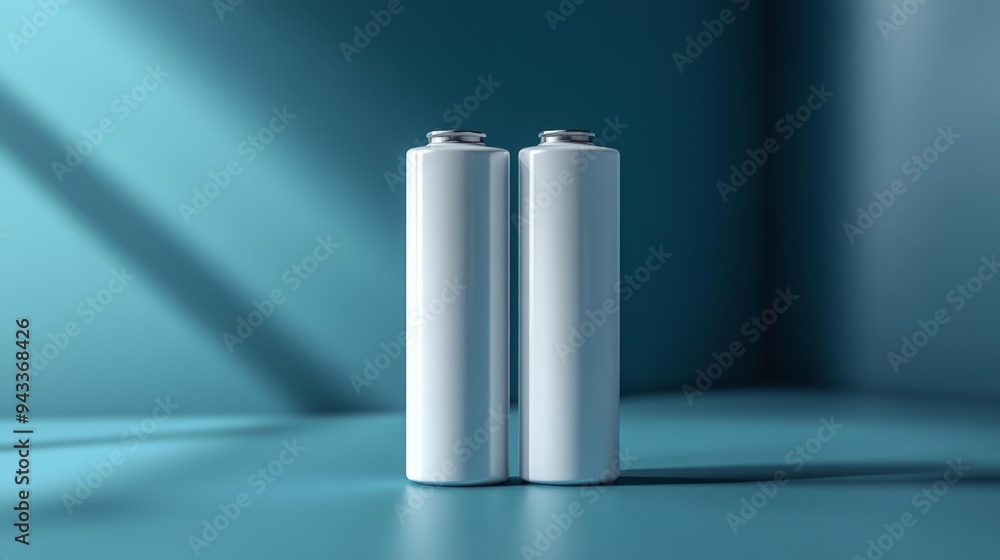 Two Metallic Cylindrical Bottles Generative AI Two Metallic Cylindrical Bottles Generative AI