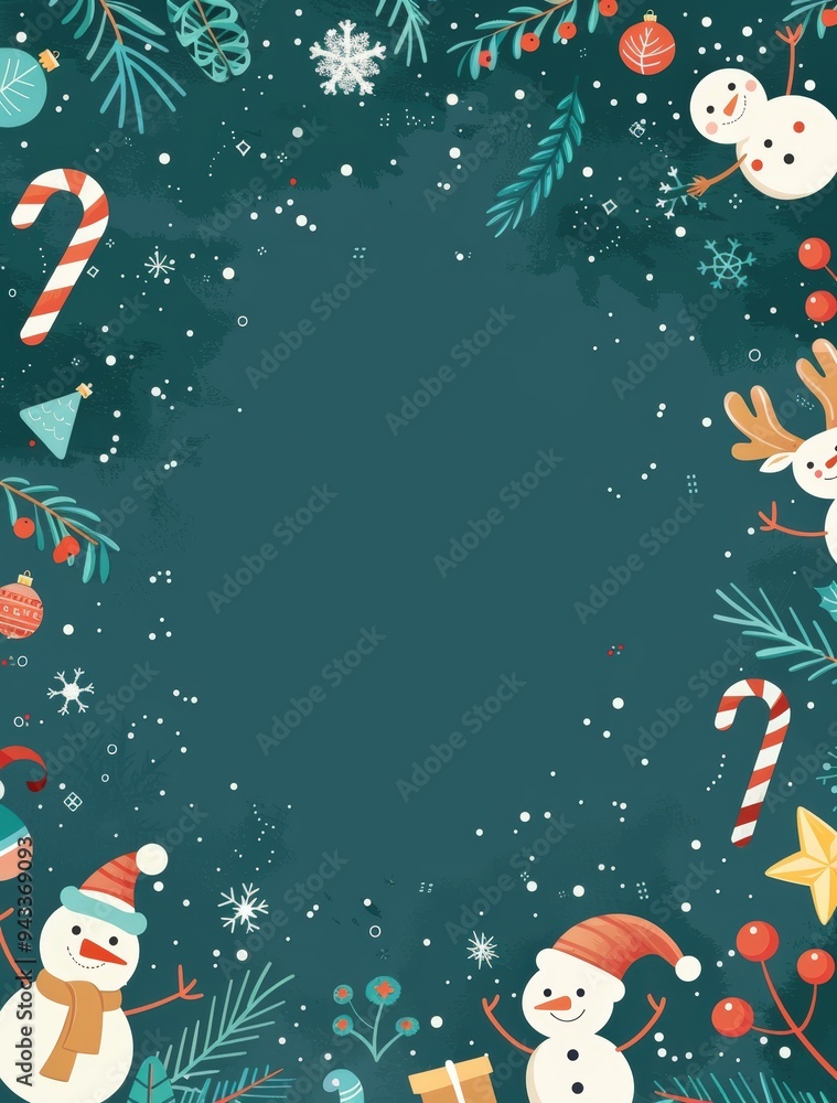 Winter holiday frame with snowmen Winter holiday frame with snowmen