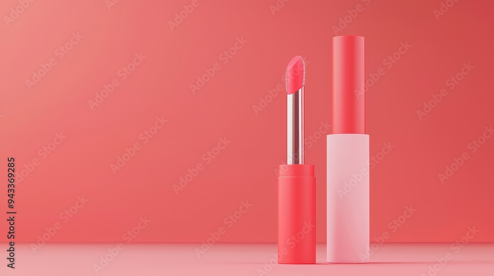 Lip gloss packaging design, matte finish with bold branding, 3D illustration Lip gloss packaging design, matte finish with bold branding, 3D illustration