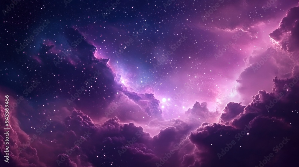 Purple-hued galaxy with stars and cosmic clouds beauty Purple-hued galaxy with stars and cosmic clouds beauty