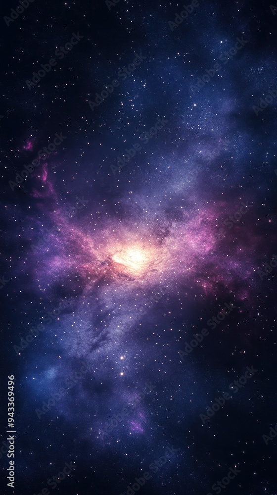 A vivid galaxy with illuminating center and purple hues. A vivid galaxy with illuminating center and purple hues.