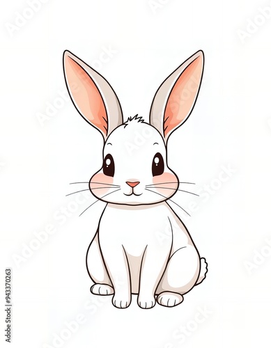 cartoon rabbit sitting down with a white background.