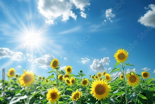 Sunflowers Field with Bright Sky