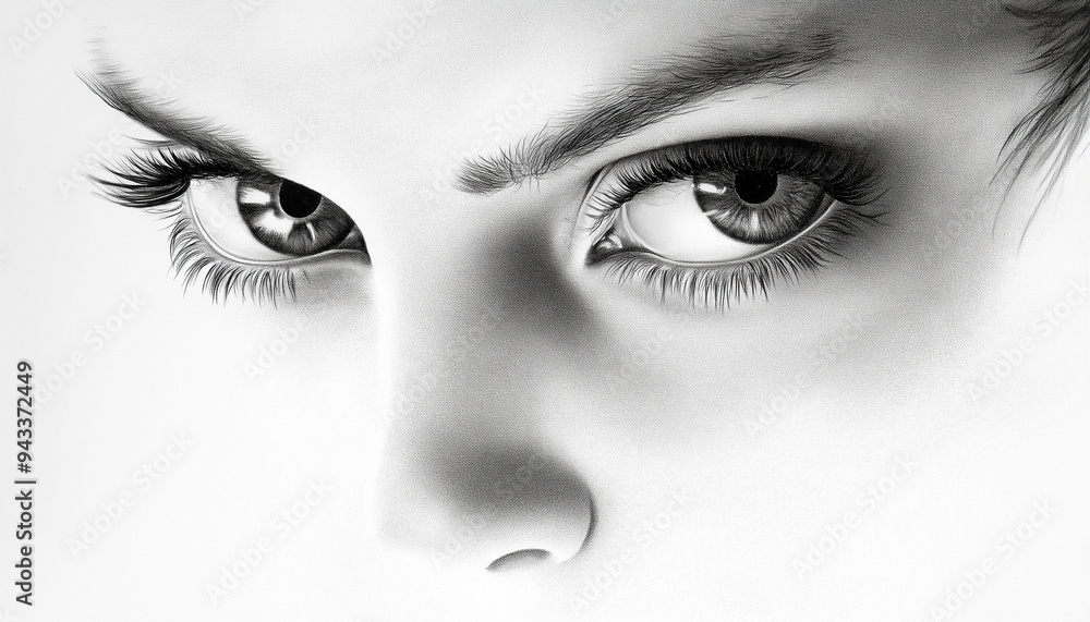 illustration of pencil drawing of a pair beautiful eyes staring intently illustration of pencil drawing of a pair beautiful eyes staring intently