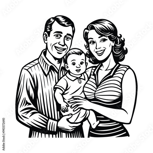 Heartwarming Moment: Loving Parents Holding Their Child with Utmost Compassion - Vector Illustration