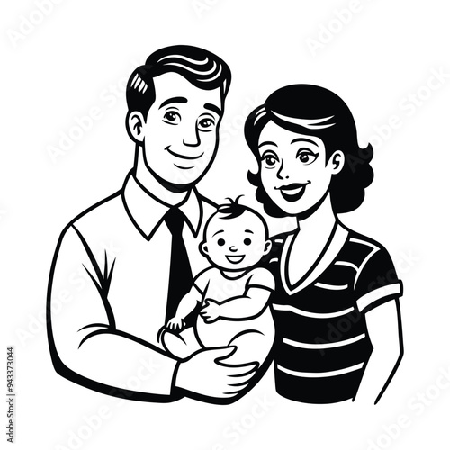 Heartwarming Moment: Loving Parents Holding Their Child with Utmost Compassion - Vector Illustration