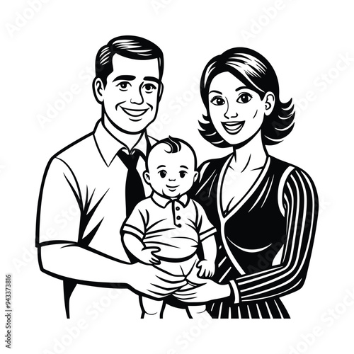 Heartwarming Moment: Loving Parents Holding Their Child with Utmost Compassion - Vector Illustration