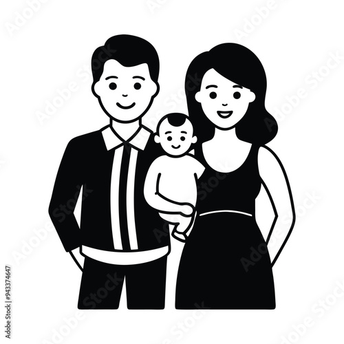 Heartwarming Moment: Loving Parents Holding Their Child with Utmost Compassion - Vector Illustration