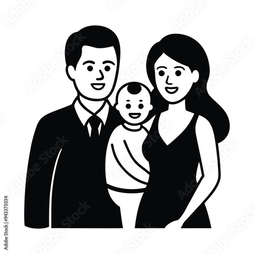 Heartwarming Moment: Loving Parents Holding Their Child with Utmost Compassion - Vector Illustration